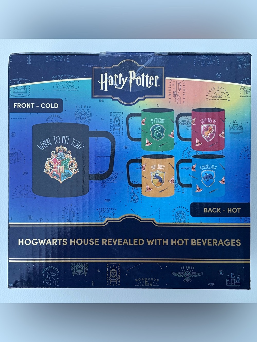 NEW Harry Potter Color Changing Mug & Wand Slytherin Hogwarts Crest Gift Black